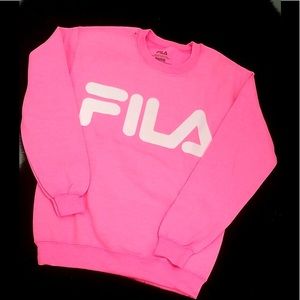 Fila neonpink reflective logo crew neck swearshirt
